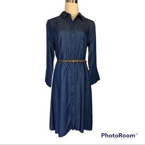 NWOT Cherty Denim Long Sleeve Belt Dress | Size M